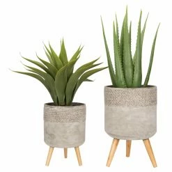 Best Pirce 😀 Planter Sets 3R Studios Cement Planter With Removable Wood Legs - Set Of 2 😍 -Garden Planters & Plant Pots Sales Shop detail2CREC1845