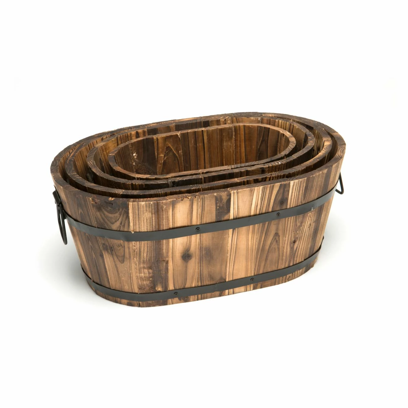 Hot Sale π Best Gardening Supplies Barrel Oval Wood Planter - Set Of 4 𧨠4 Hot Sale π Best Gardening Supplies Barrel Oval Wood Planter - Set Of 4 𧨠- Image 4