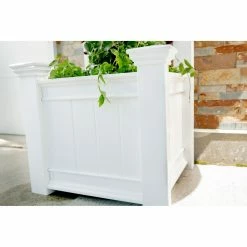 New ⭐ New England Arbors Vita Classic Square Vinyl Kensington Planter With Trellis ✔️ -Garden Planters & Plant Pots Sales Shop detail2NEA078