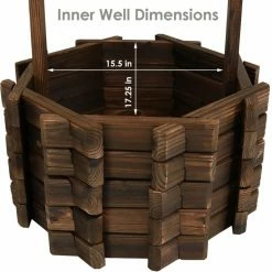 Deals 👏 Novelty Sunnydaze Decor Wood Wishing Well Outdoor Garden Planter 🤩 -Garden Planters & Plant Pots Sales Shop detail2NETH1034
