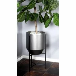 Best deal 😀 Novelty DecMode Modern Iron Tapered Round Planters With Stand - Set Of 3 😉 -Garden Planters & Plant Pots Sales Shop detail2UMA10135