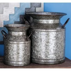 Outlet 😍 Novelty DecMode Iron Milk Can Planters - Set Of 2 🛒 -Garden Planters & Plant Pots Sales Shop detail2UMA12086
