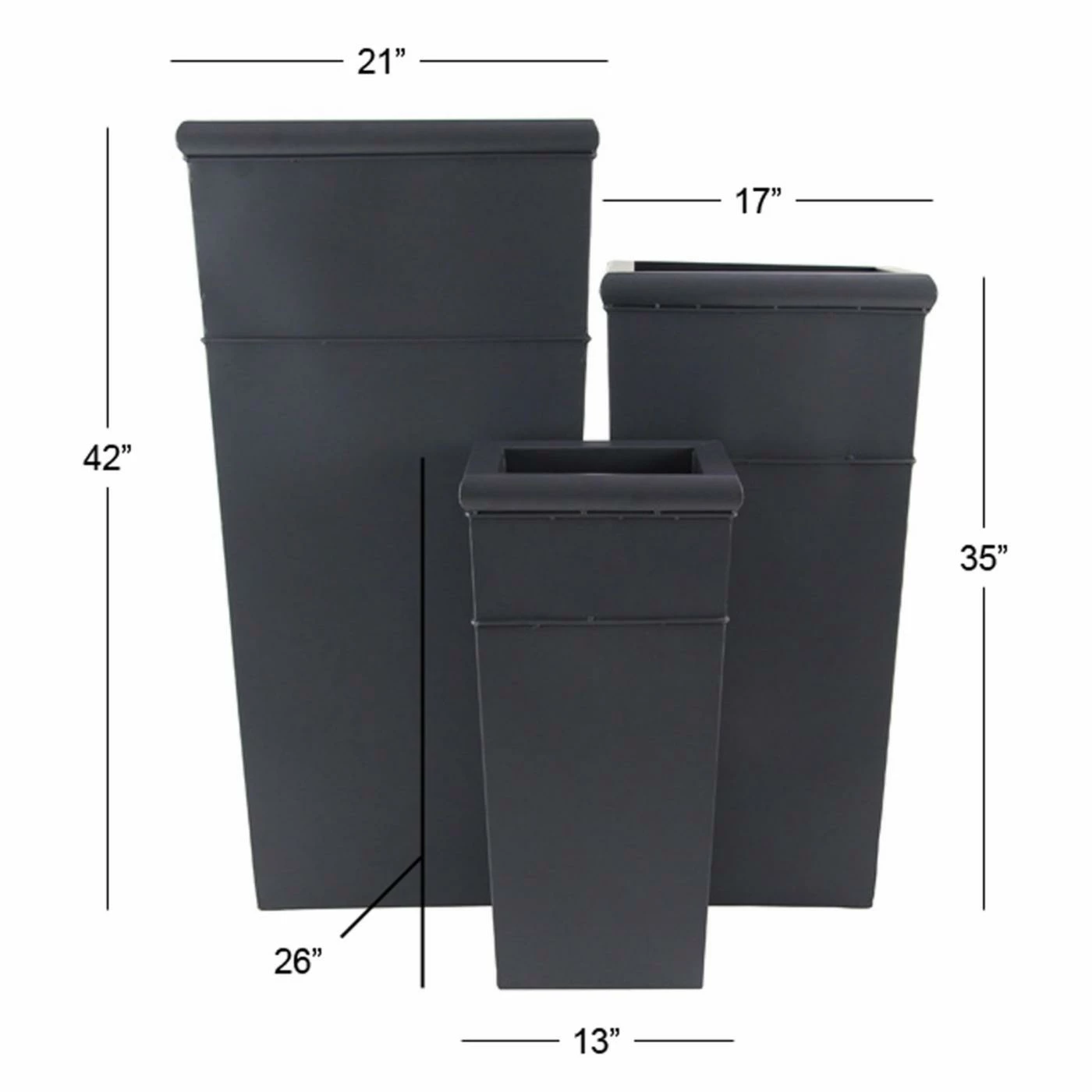 Best deal โค๏ธ Planter Sets DecMode Black Square Metal Planters - Set Of 3 ๐ 4 Best deal โค๏ธ Planter Sets DecMode Black Square Metal Planters - Set Of 3 ๐ - Image 4