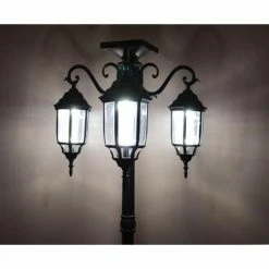 Brand new 🛒 Novelty HGC 80 In. Tall 3 Head Solar Lamp Post With Planter 🤩 -Garden Planters & Plant Pots Sales Shop detail2UNII054