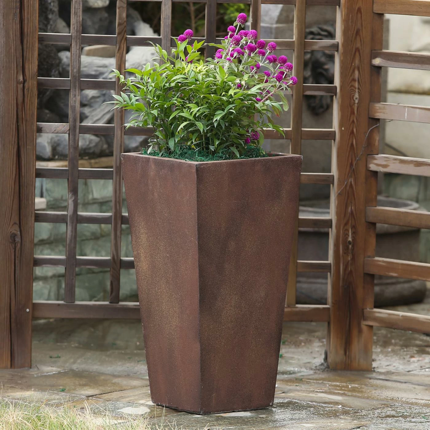 Wholesale 💯 Planter Pots LuxenHome Rustic Brown Tall Angled Planter 👏 4 Wholesale 💯 Planter Pots LuxenHome Rustic Brown Tall Angled Planter 👏 - Image 4