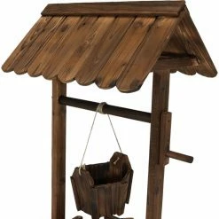Deals 👏 Novelty Sunnydaze Decor Wood Wishing Well Outdoor Garden Planter 🤩 -Garden Planters & Plant Pots Sales Shop detail3NETH1034