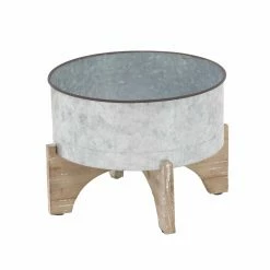 Best Sale 🎁 Novelty DecMode Farmhouse Round Iron Planters With Wooden Stands - Set Of 3 🔥 -Garden Planters & Plant Pots Sales Shop detail4UMA10436