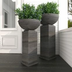 Best Sale 🌟 Novelty DecMode Iron Bowl Pedestal Planters - Set Of 2 💯 -Garden Planters & Plant Pots Sales Shop detail4UMA5477