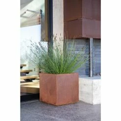 Budget 🤩 Commercial Veradek Metallic Series Cube Planter - Corten Steel 😍 -Garden Planters & Plant Pots Sales Shop detail4VERA021