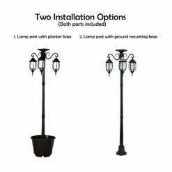 Brand new 🛒 Novelty HGC 80 In. Tall 3 Head Solar Lamp Post With Planter 🤩 -Garden Planters & Plant Pots Sales Shop detail6UNII054