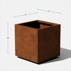 Budget 🤩 Commercial Veradek Metallic Series Cube Planter - Corten Steel 😍 -Garden Planters & Plant Pots Sales Shop detail6VERA021