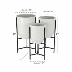 Best deal 😀 Novelty DecMode Modern Iron Tapered Round Planters With Stand - Set Of 3 😉 -Garden Planters & Plant Pots Sales Shop detail7UMA10135