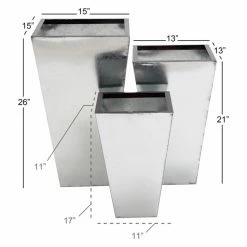 Promo 🛒 Commercial DecMode Square Iron Planter - Set Of 3 🎉 -Garden Planters & Plant Pots Sales Shop detail7UMA2282