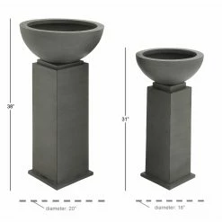 Best Sale 🌟 Novelty DecMode Iron Bowl Pedestal Planters - Set Of 2 💯 -Garden Planters & Plant Pots Sales Shop detail7UMA5477