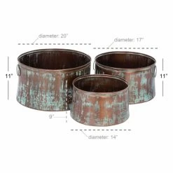 Brand new ✔️ Novelty DecMode Distressed Metal Planters - Set Of 3 💯 -Garden Planters & Plant Pots Sales Shop detail7UMA8701