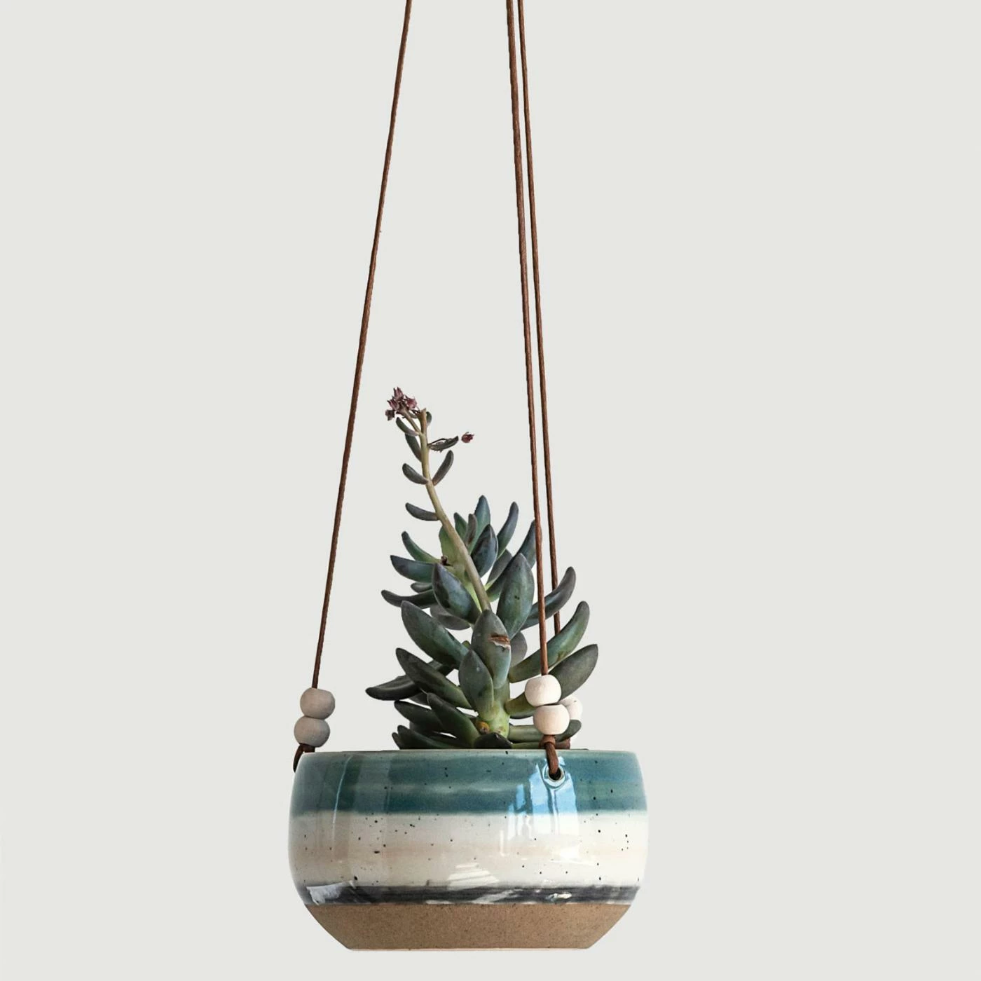 Deals π 3R Studios Striped Stoneware Hanging Planter With Cotton Rope And Wood Beads β¨ 3 Deals π 3R Studios Striped Stoneware Hanging Planter With Cotton Rope And Wood Beads β¨ - Image 3