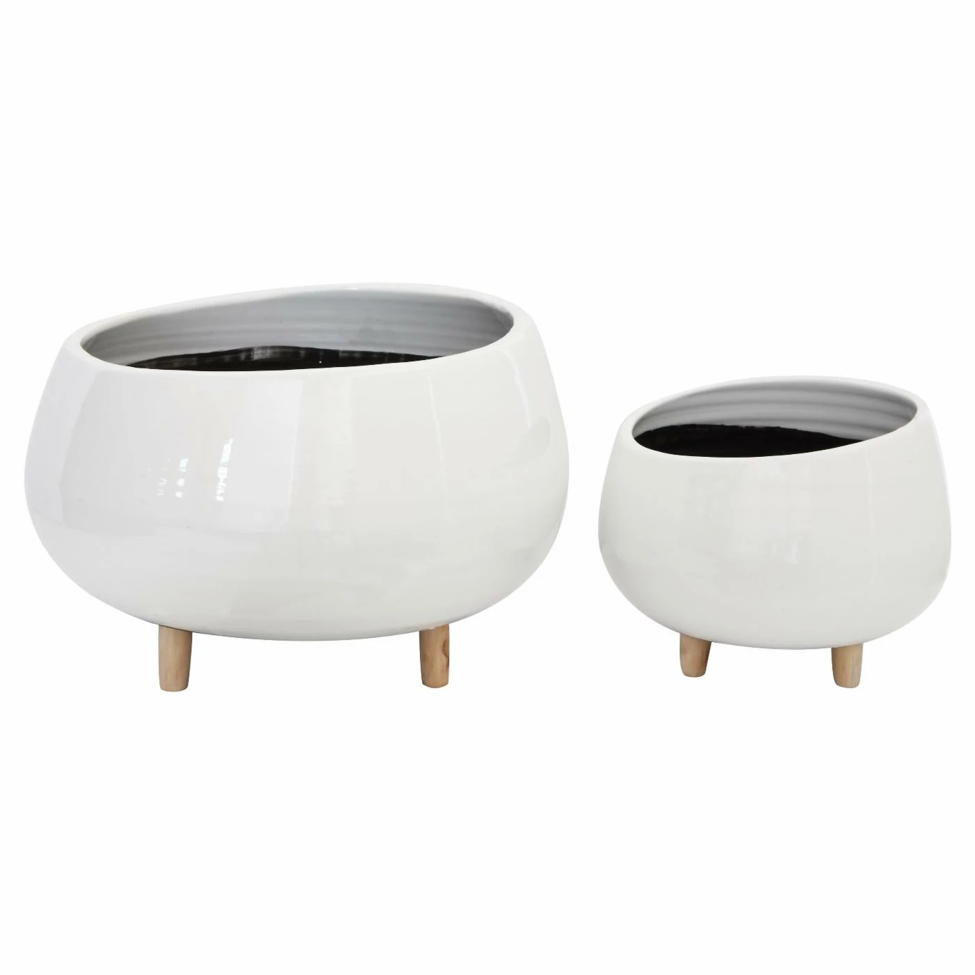 Wholesale π Novelty 3R Studios White Planter With Wood Feet β 3 Wholesale π Novelty 3R Studios White Planter With Wood Feet β - Image 3