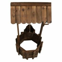 Deals 👏 Novelty Sunnydaze Decor Wood Wishing Well Outdoor Garden Planter 🤩 -Garden Planters & Plant Pots Sales Shop detailNETH1034