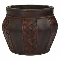 Wholesale 😉 Novelty Nearly Natural Wood And Weave Panel Decorative Planters - Set Of 2 👏 -Garden Planters & Plant Pots Sales Shop detailNN1133