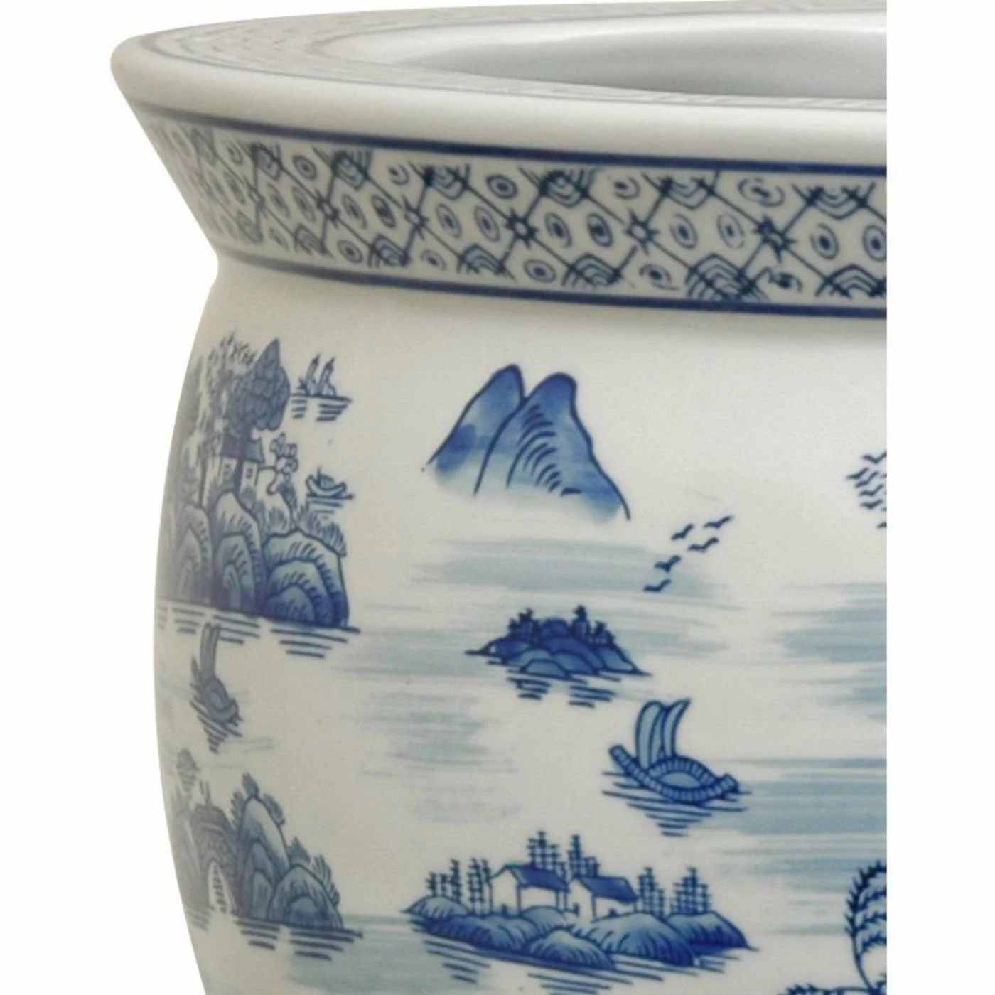 Promo π Novelty Oriental Furniture Blue & White Landscape Porcelain Fishbowl Planter π― 3 Promo π Novelty Oriental Furniture Blue & White Landscape Porcelain Fishbowl Planter π― - Image 3