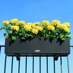 Brand new ❤️ Deck & Railing Rectangle Lechuza Balconera Cottage Self-Watering Resin Planter 🎉 -Garden Planters & Plant Pots Sales Shop detailPML010