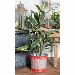 Budget 🔔 Novelty DecMode Round Iron Barrel Planters - Set Of 3 🥰 -Garden Planters & Plant Pots Sales Shop detailUMA10142