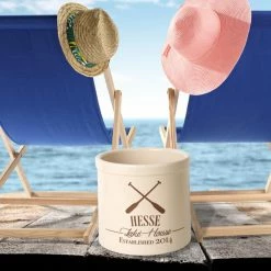 Brand new 😉 Novelty Whitehall Personalized Oar Lake House Crock ✔️ -Garden Planters & Plant Pots Sales Shop detailWH1041