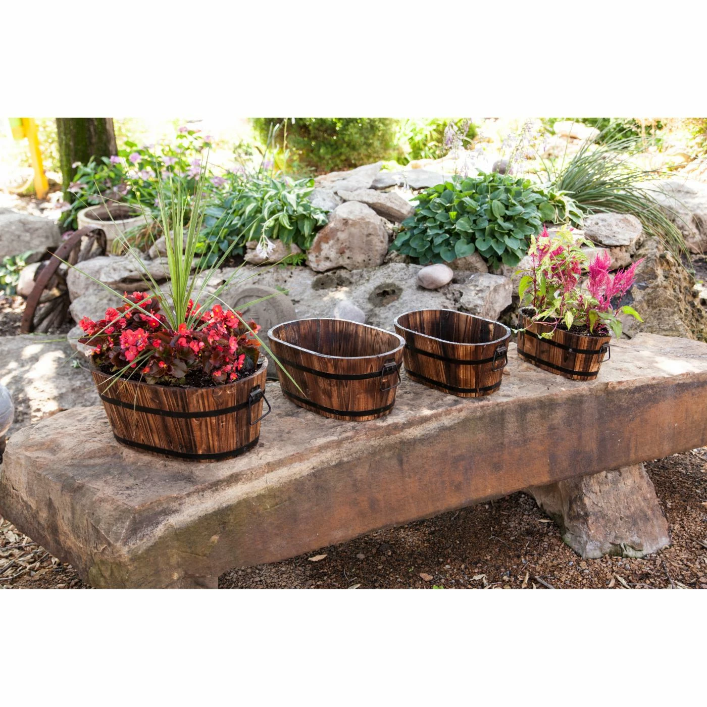 Hot Sale π Best Gardening Supplies Barrel Oval Wood Planter - Set Of 4 𧨠2 Hot Sale π Best Gardening Supplies Barrel Oval Wood Planter - Set Of 4 𧨠- Image 2