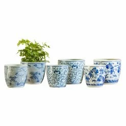 Best Pirce 🛒 Novelty Campania International Cylindar Planter - Set Of 6 - Blue/White Mix ✨