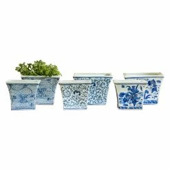 Deals 🎁 Novelty Campania International Square Flared Planter - Set Of 6 - Blue/White Mix 🔔