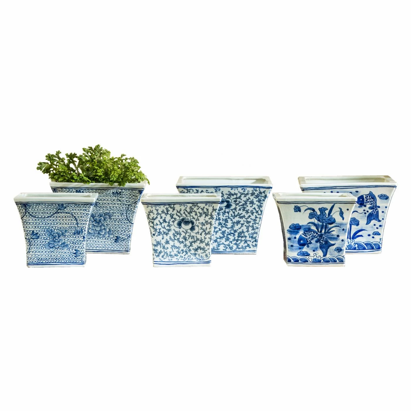 Deals π Novelty Campania International Square Flared Planter - Set Of 6 - Blue/White Mix π 1 Deals π Novelty Campania International Square Flared Planter - Set Of 6 - Blue/White Mix π