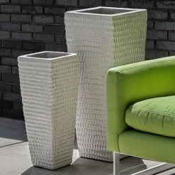 Brand new 🌟 Commercial Campania International Dimpled Tall Square Planter In Antique White- Set Of 2 👏