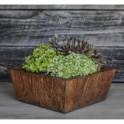 Best Pirce 🎁 Planter Pots Campania International Barn Board Square Tapered Planter ⌛