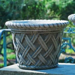 Budget 🎉 Novelty Campania International Medium English Weave Cast Stone Planter 🧨