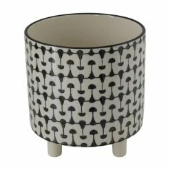 New 💯 Planter Pots 3R Studios Black And White Round Stoneware Footed Planter ❤️
