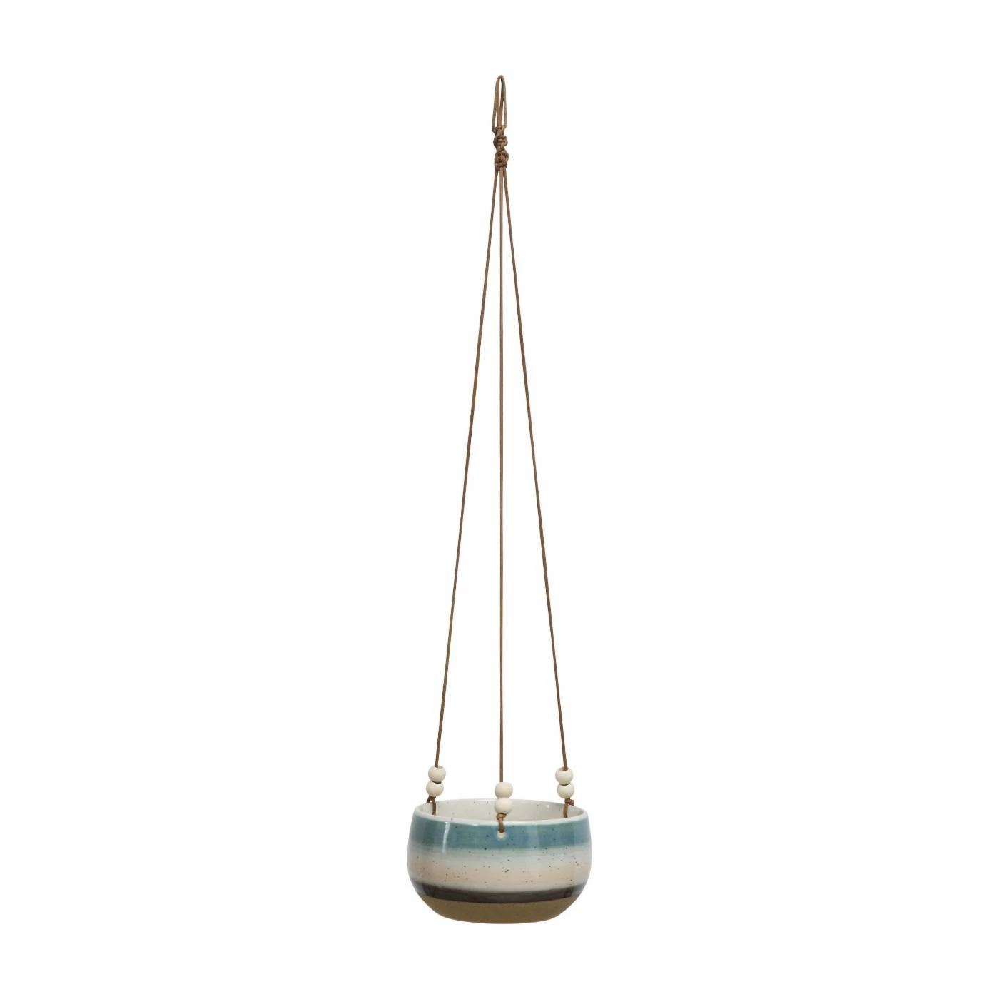 Deals π 3R Studios Striped Stoneware Hanging Planter With Cotton Rope And Wood Beads β¨ 1 Deals π 3R Studios Striped Stoneware Hanging Planter With Cotton Rope And Wood Beads β¨
