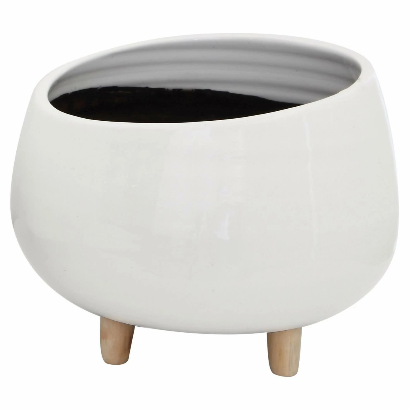 Wholesale π Novelty 3R Studios White Planter With Wood Feet β 1 Wholesale π Novelty 3R Studios White Planter With Wood Feet β