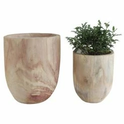 Cheap ❤️ Novelty 3R Studios Paulownia Wood Pots - Set Of 2 🧨