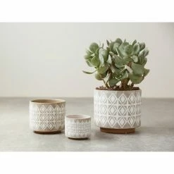 Cheapest 🔔 Novelty 3R Studios Grey And White Stoneware Planters - Set Of 3 🎉