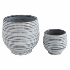 Budget 🤩 Novelty 3R Studios Grey And White Stripe Planter 🥰