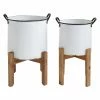 Top 10 🥰 Novelty 3R Studios White Planters On Wood Stands - Set Of 2 🧨