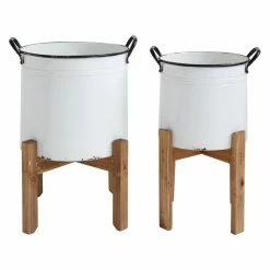 Top 10 π₯° Novelty 3R Studios White Planters On Wood Stands - Set Of 2 π§¨