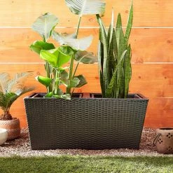 Cheapest π DMC Products Trough Rectangle Resin Wicker Vista Planter - Set Of 2 π
