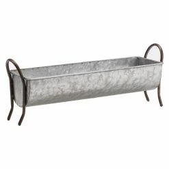 Best Pirce 🎁 D And W Silks Rectangle Metal Footed Trough Planter ⌛