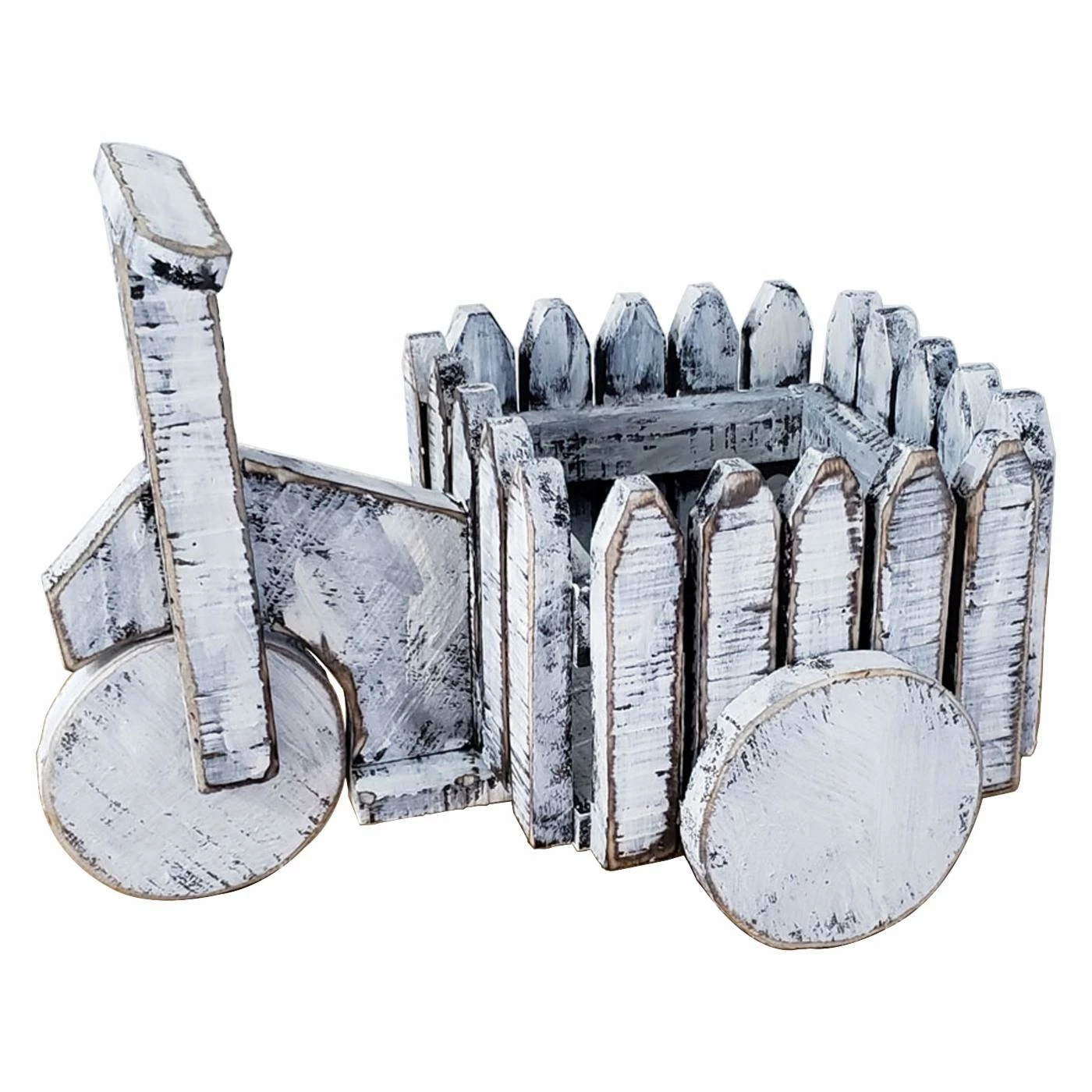 Brand new ❤️ Novelty Hi-Line Gift Ltd. Wooden White Cart Planter ⌛ 1 Brand new ❤️ Novelty Hi-Line Gift Ltd. Wooden White Cart Planter ⌛