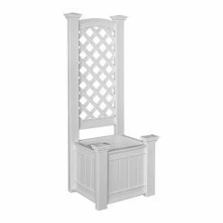 New ⭐ New England Arbors Vita Classic Square Vinyl Kensington Planter With Trellis ✔️