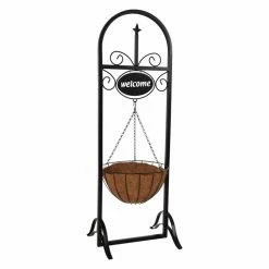 Discount π Novelty Sunnydaze Decor Outdoor Hanging Basket Planter Stand With Decorative Welcome Sign π