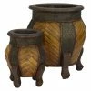 Brand new 😍 Novelty Nearly Natural Decorative Rounded Wood Planters - Set Of 2 💯