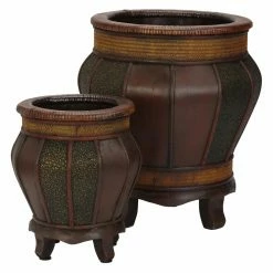 Deals π Novelty Nearly Natural Decorative Wood Panel Planters - Set Of 2 π