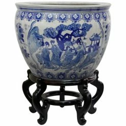 Flash Sale π Novelty Oriental Furniture Blue & White Ladies Porcelain Fishbowl Planter β